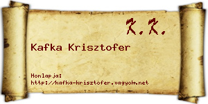 Kafka Krisztofer névjegykártya